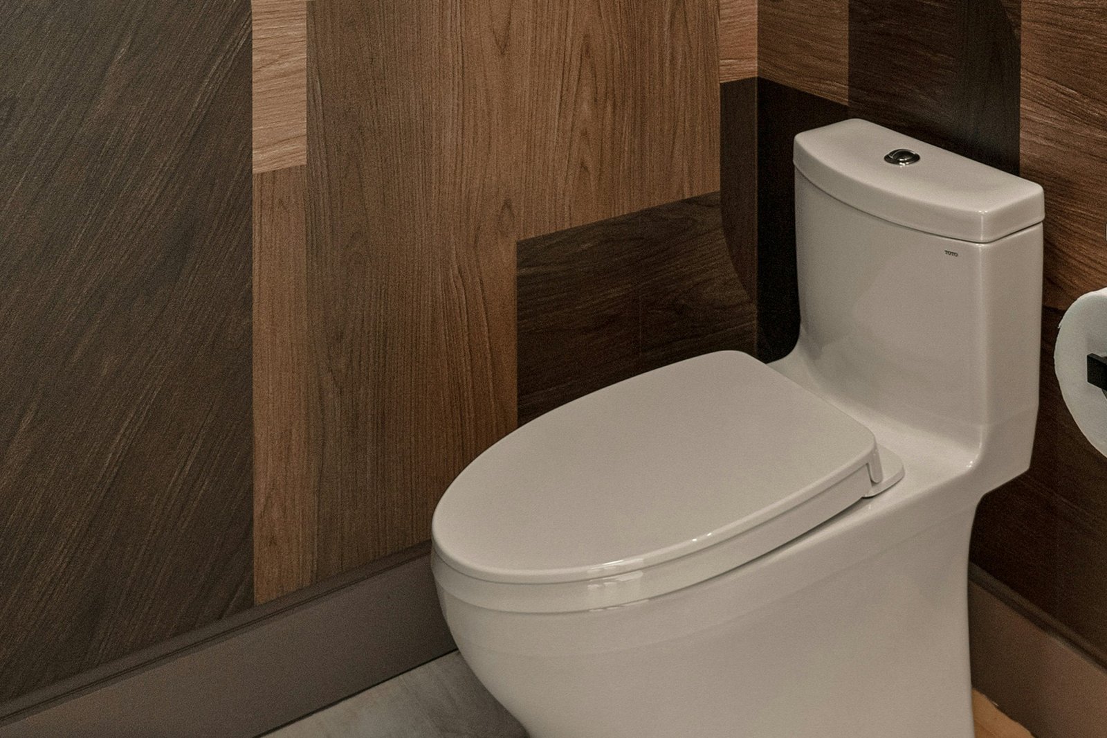 Spültaste einer Toilette von oben